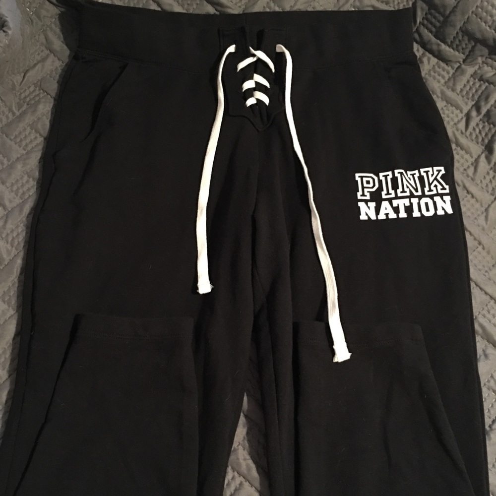 VS PINK faux lace-up skinny sweats. Size M